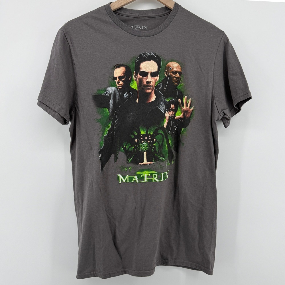 Matrix Poster Tee Short Sleeve Gray Men M Screen Printed Neo Morpheus Trinity